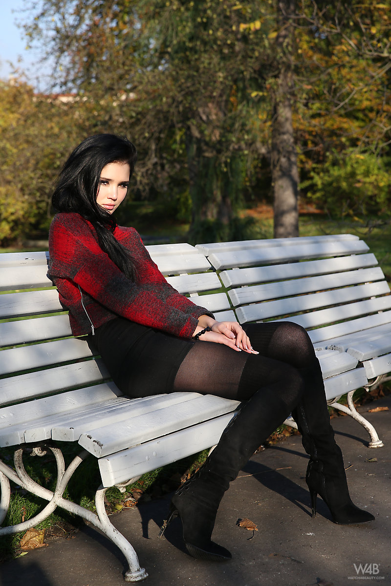 Brunette glamour model Malena in boots posing non nude outdoors #50261182