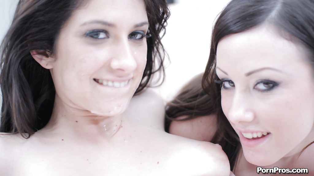 Hot teen chicks Jennifer White and Karina White share a thick penis #54249599