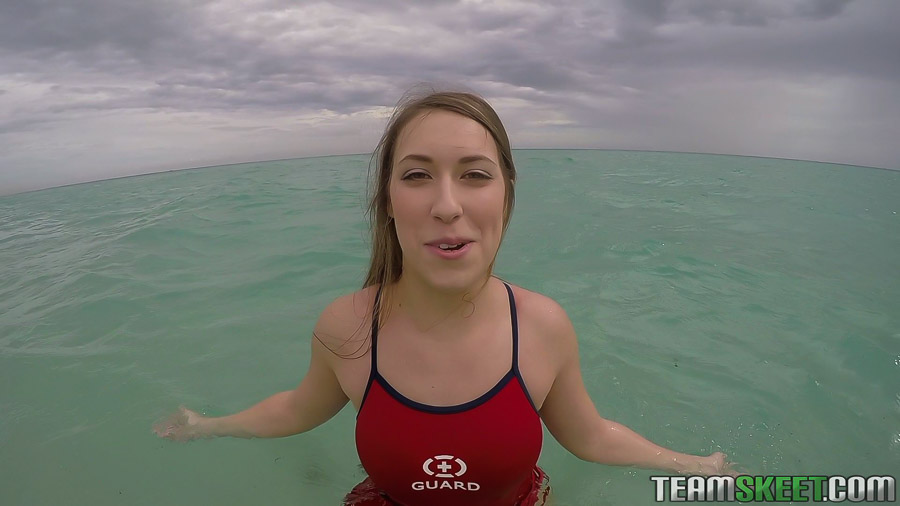 Teen babe Kimber Lee flashing large natural tits in the ocean #54595424