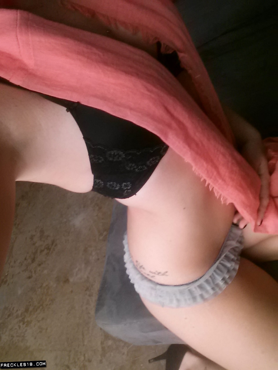 Selfies of amateur Freckles showing hot teen tits & sheer panties close up #51846511
