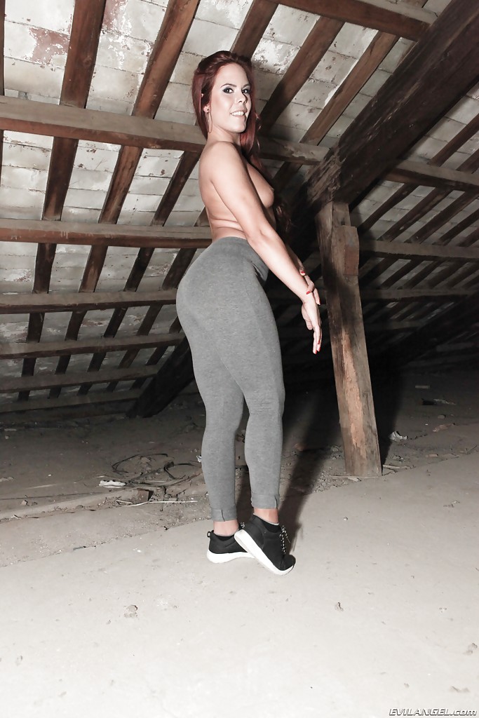 Redheaded Latina babe Gala Brown loosing big booty from yoga pants #52405636