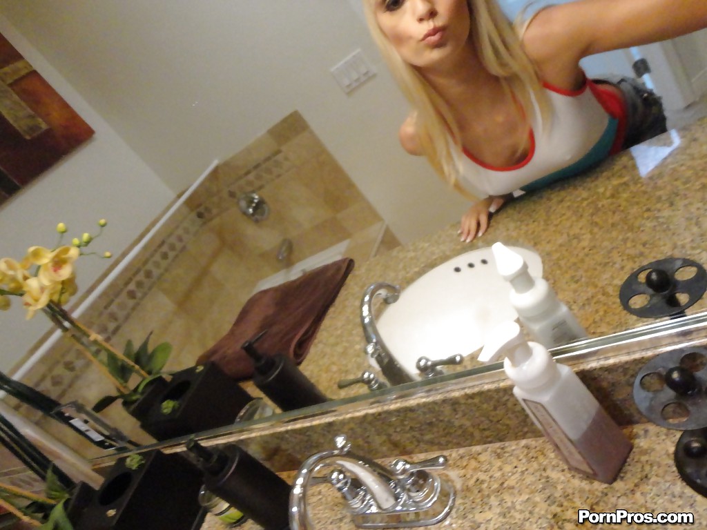 Blond chick Erica Fontes taking selfies in mirror while taking off her clothes #50971665