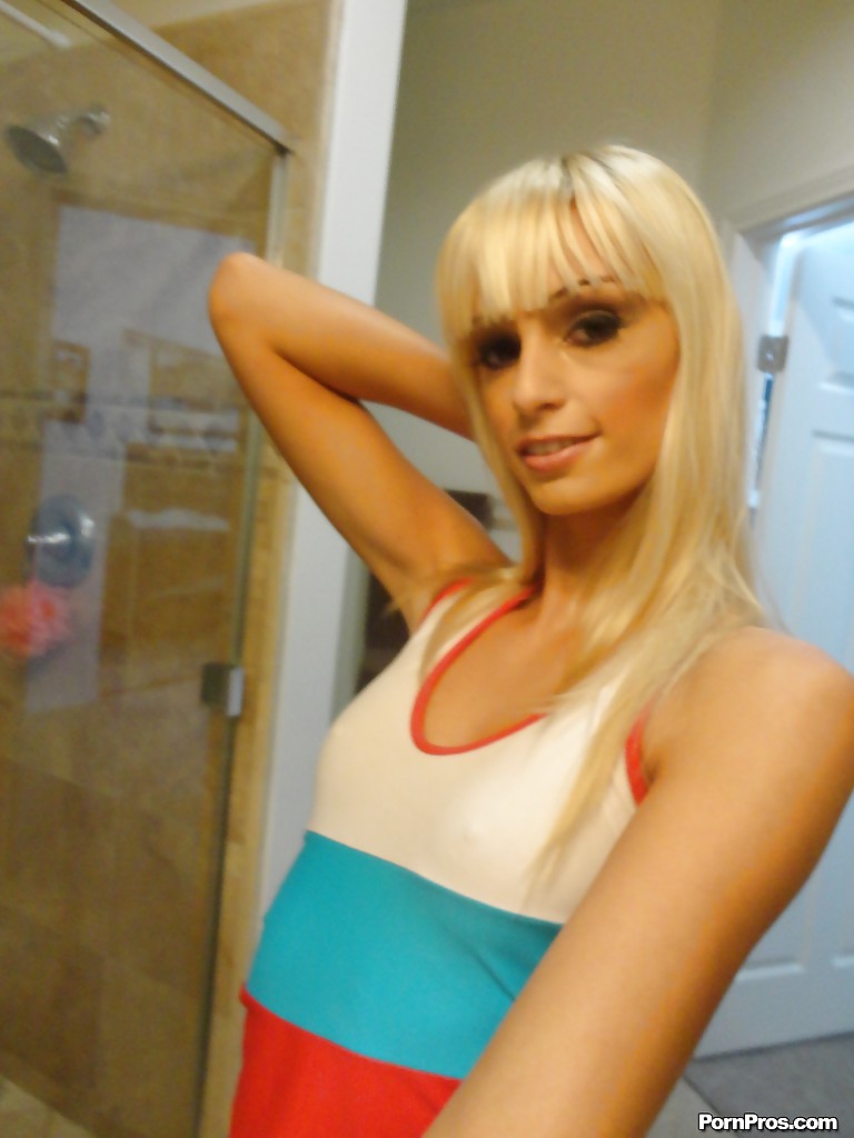 Blond chick Erica Fontes taking selfies in mirror while taking off her clothes #50971668