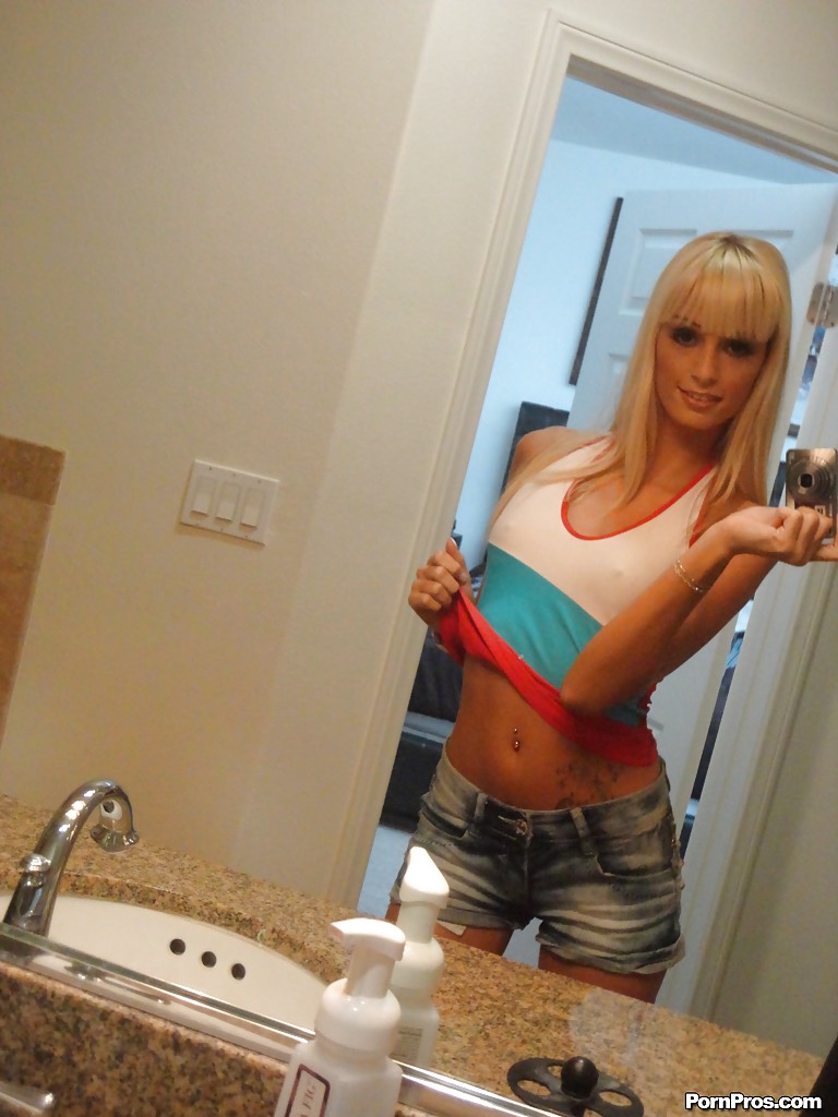 Blond chick Erica Fontes taking selfies in mirror while taking off her clothes #50971678