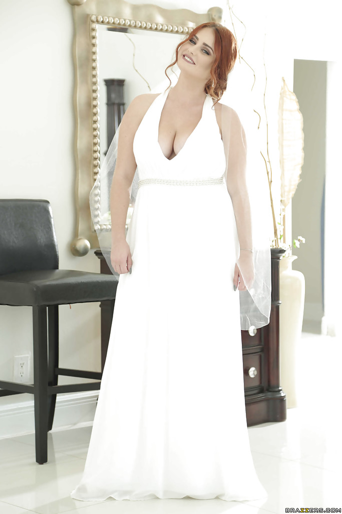Chubby redhead Lennox Luxe revealing big natural tits underneath wedding dress #50129321
