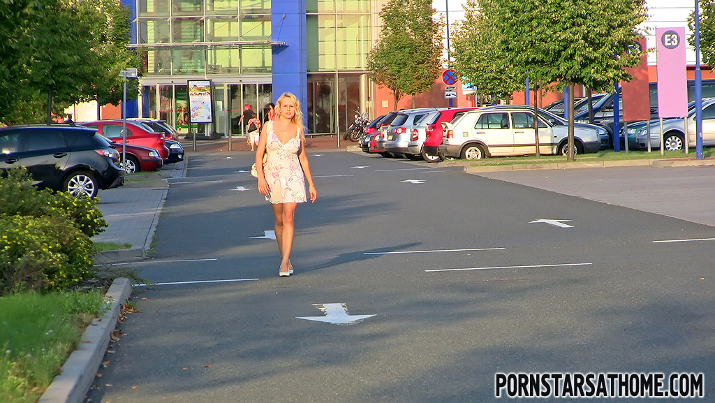 Lustful blonde pornstar doing upskirt and pissing in public place #51533661