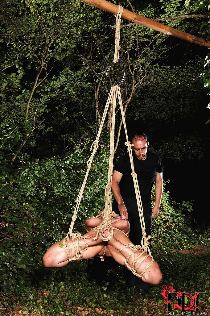Asian BDSM feminine Marica Hase is tied up in forest by rude male #50237922