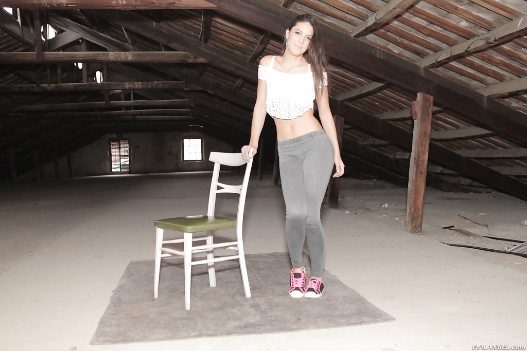 Brunette Euro babe Carolina Abril shedding yoga pants to pose for nude pics #52406016