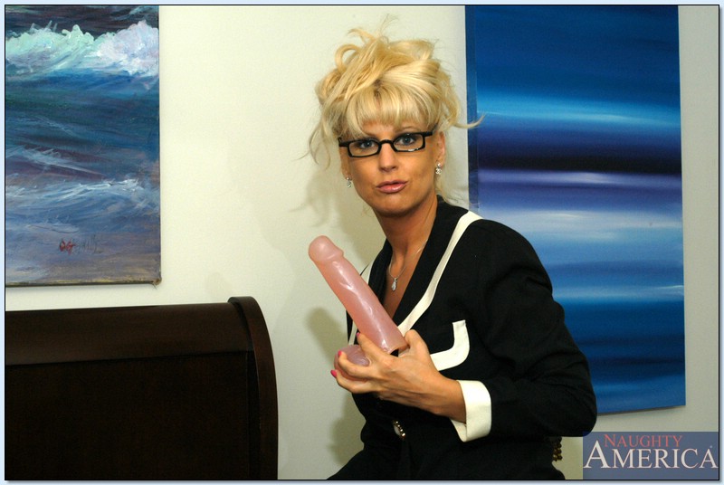 Mature teacher in glasses Vicki Vogue playing with a rubber cock #55097369