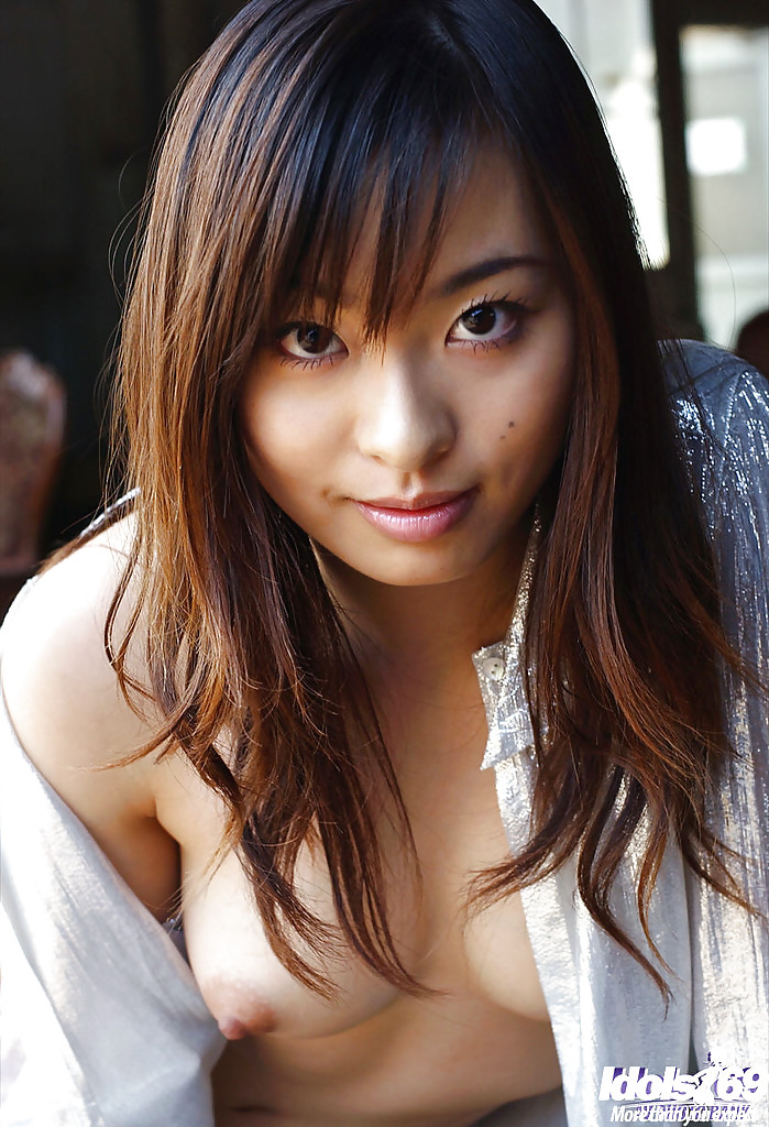 Petite asian babe Hikaru Koto taking off her shirt and posing topless #51193717