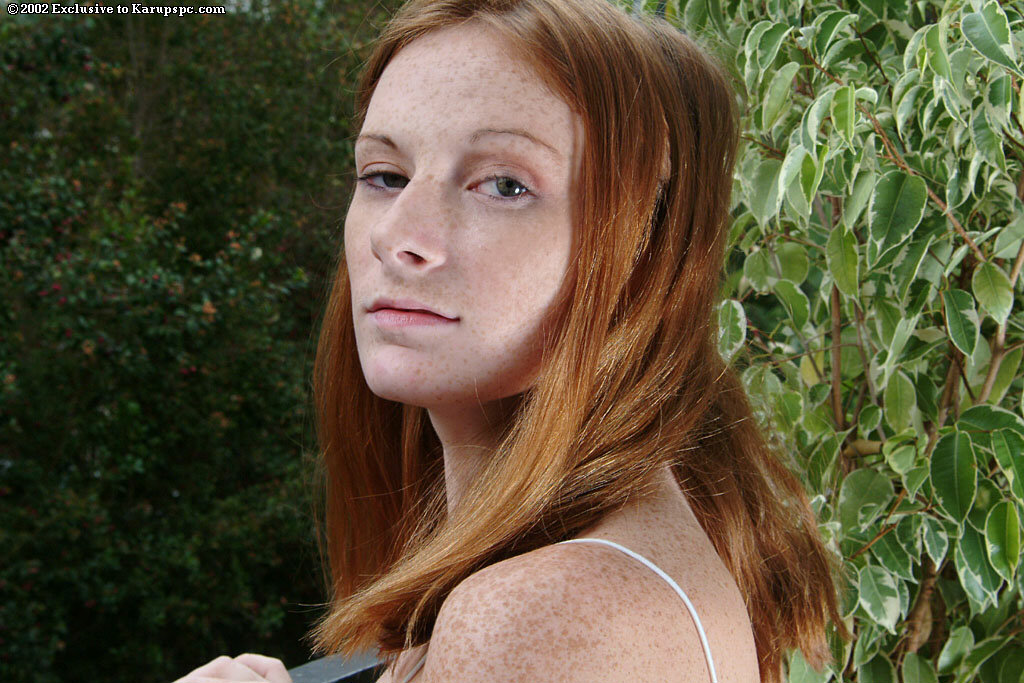 Pretty redhead babe teen Allison spreading her tight pussy