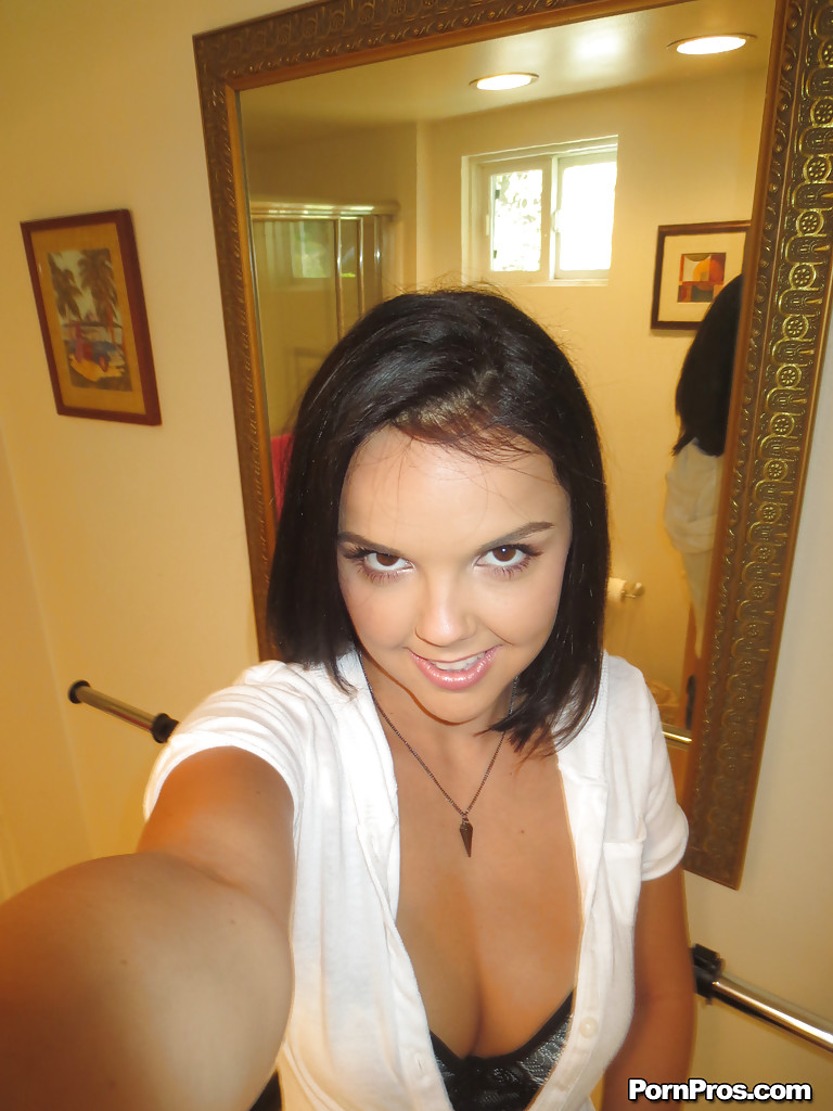 Brunette girlfriend Dillion Harper is doing self shots while undressing #50947383