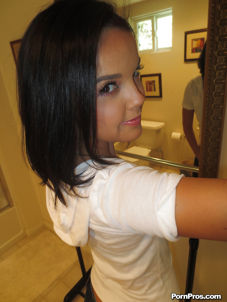 Brunette girlfriend Dillion Harper is doing self shots while undressing #50947387