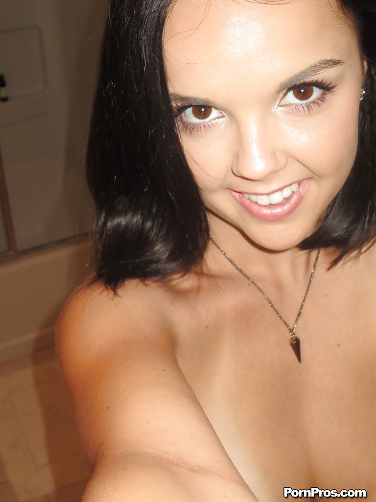 Brunette girlfriend Dillion Harper is doing self shots while undressing #50947455