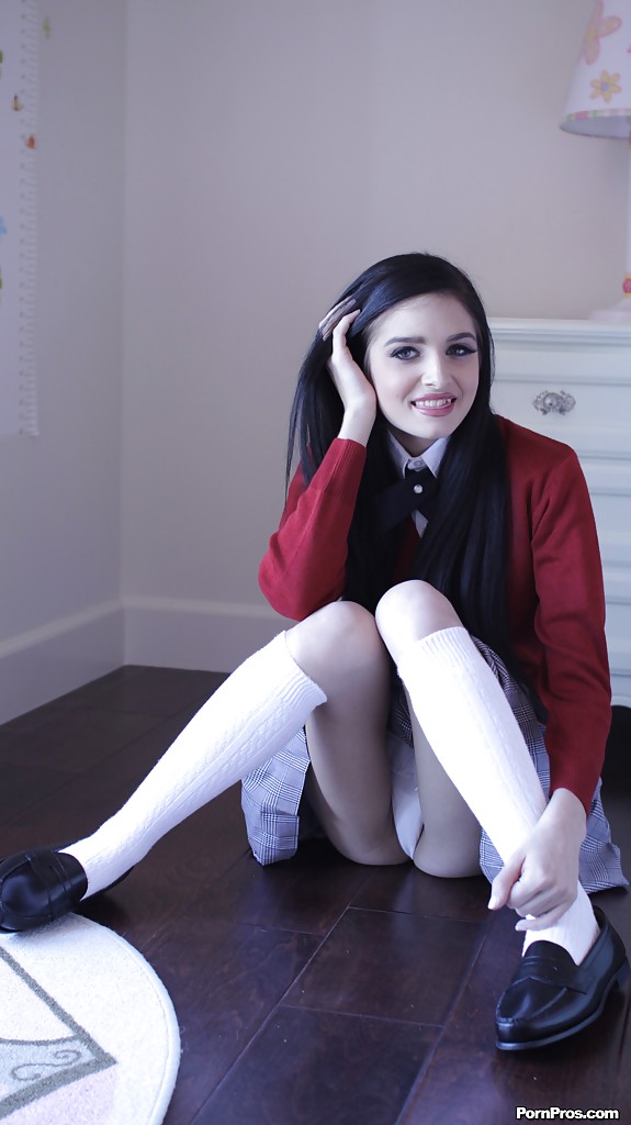 Naughty teen in school uniform Zoey Kush uncovering her tiny tits #50635805