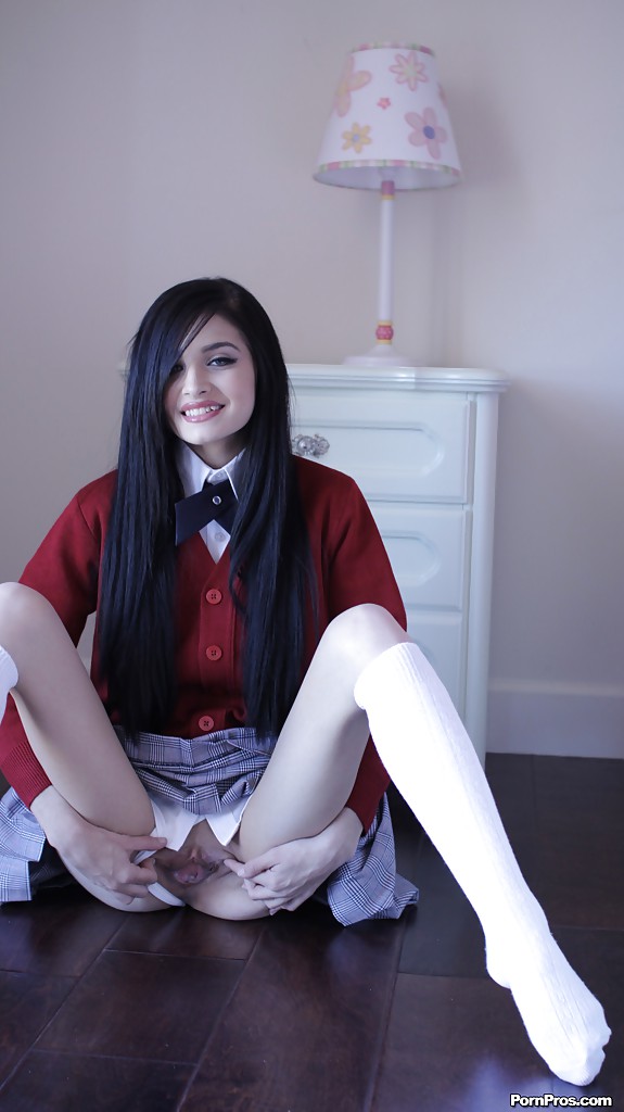 Naughty teen in school uniform Zoey Kush uncovering her tiny tits #50635808