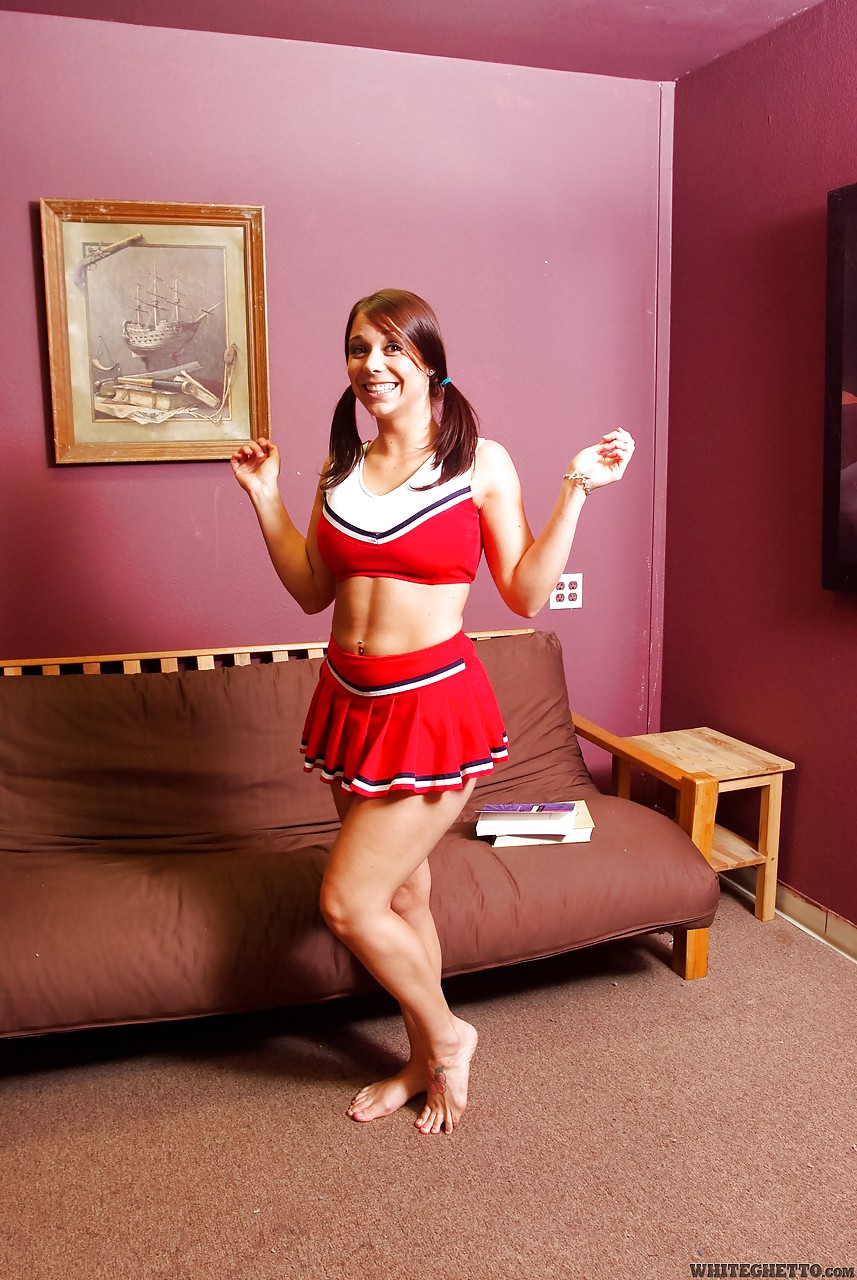 Leggy brunette babe Beverly Hills flashing upskirt panties in cheer outfit #50317190