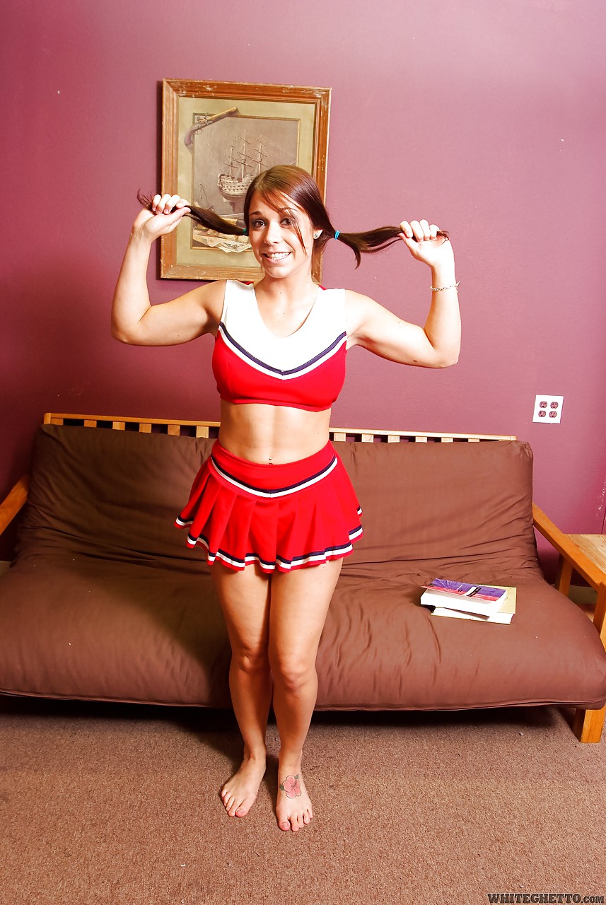 Leggy brunette babe Beverly Hills flashing upskirt panties in cheer outfit #50317208