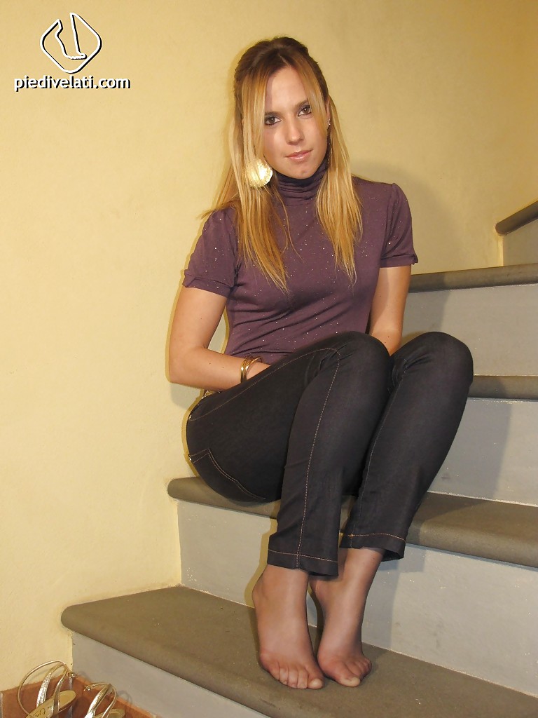 Blonde whore babe Selene is a foot fetish model with nice legs #51366266