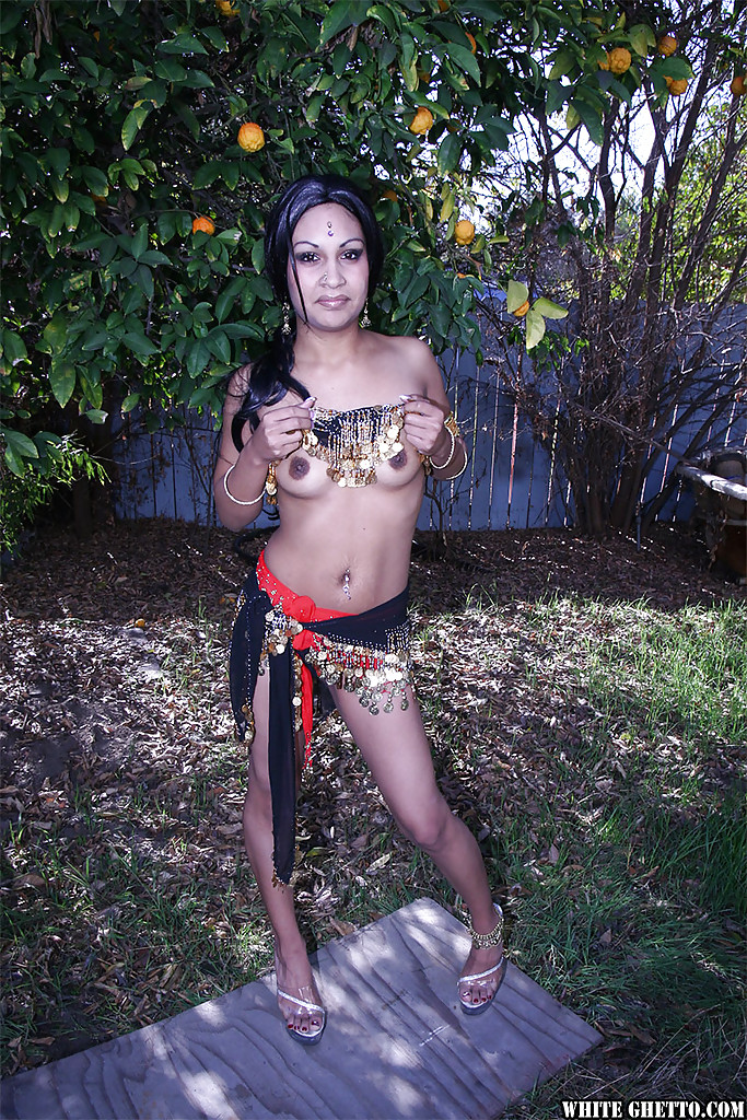 Naughty indian ladie on high heels revealing her nice tits outdoor #51176924