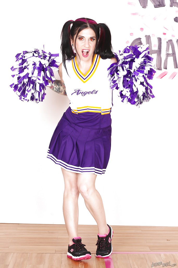 Amateur babe Joanna Angel teases her milf ass in a cheerleader suit #50316220