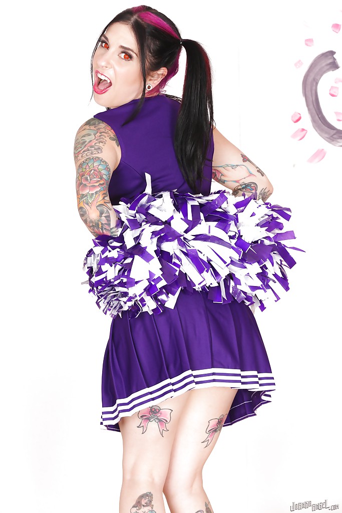 Amateur babe Joanna Angel teases her milf ass in a cheerleader suit #50316222