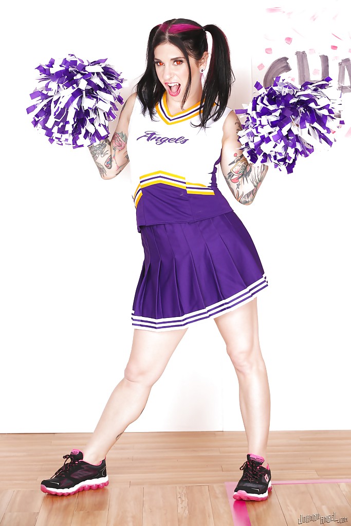 Amateur babe Joanna Angel teases her milf ass in a cheerleader suit #50316227