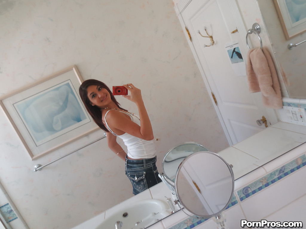 Nasty brunette slut nikka taking couple of selfies in the bathroom
 #51832486