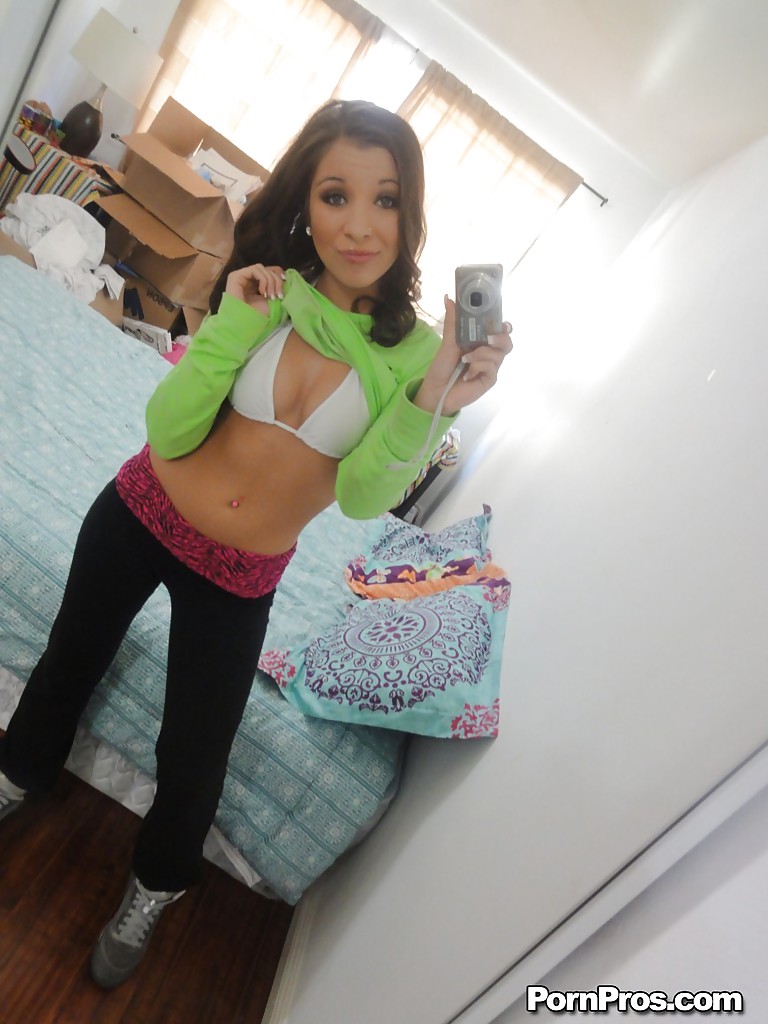 Hot coed Sasha Hall stripping and spreading her legs in front of the mirror #51826306