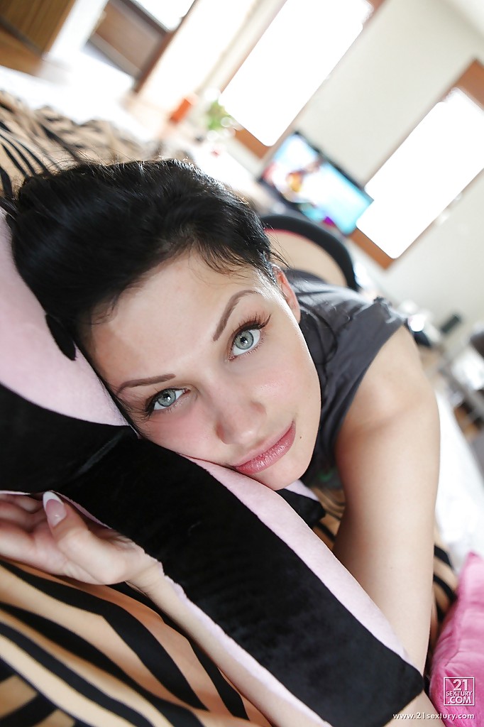 Pornstar with long legs Aletta Ocean is lying on her bed #51271518