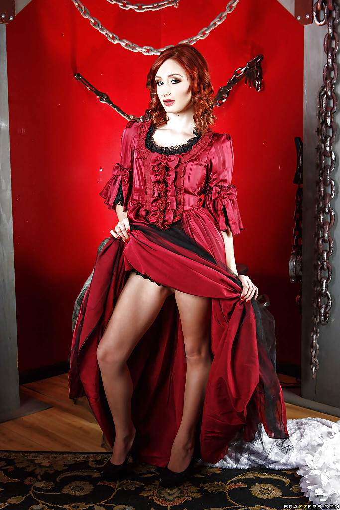 Undressing milf Romi Rain is posing in her fabulous red dress #53649070