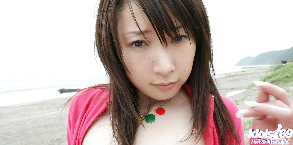 Lustful asian teenage babe showcasing her big knockers outdoor #53131882