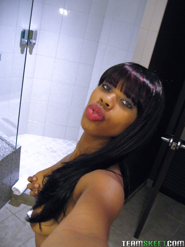 Ebony teen Queen V presents hot collection of self shot scenes #51834293