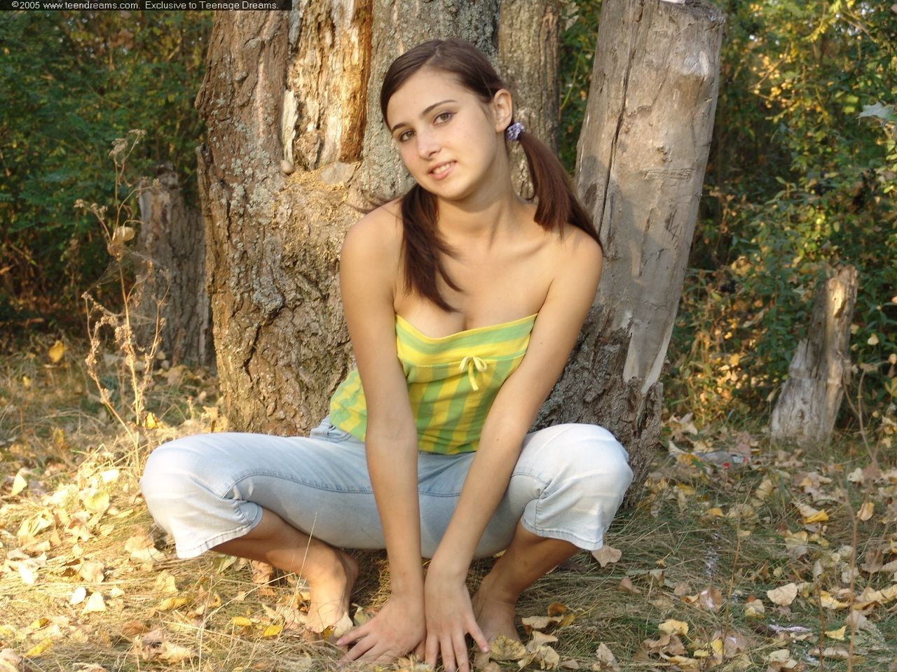 Hot Russian teen gets naked in the woods #79447898