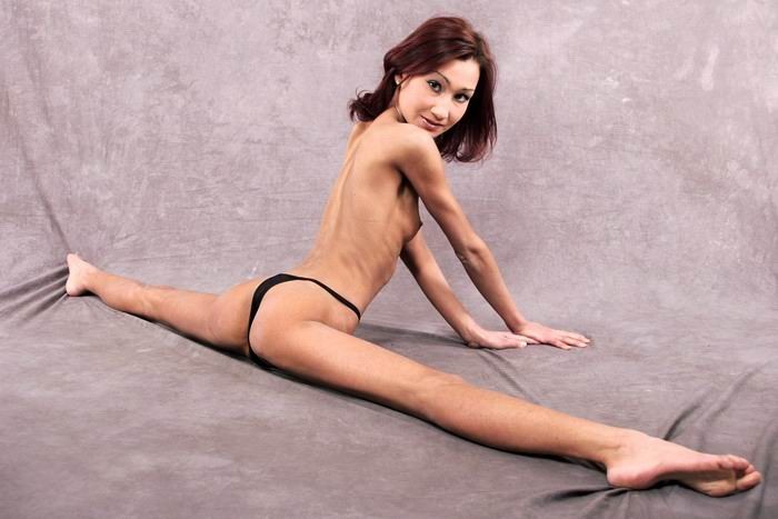 extremely skinny girl shows off her flexible body #76491694