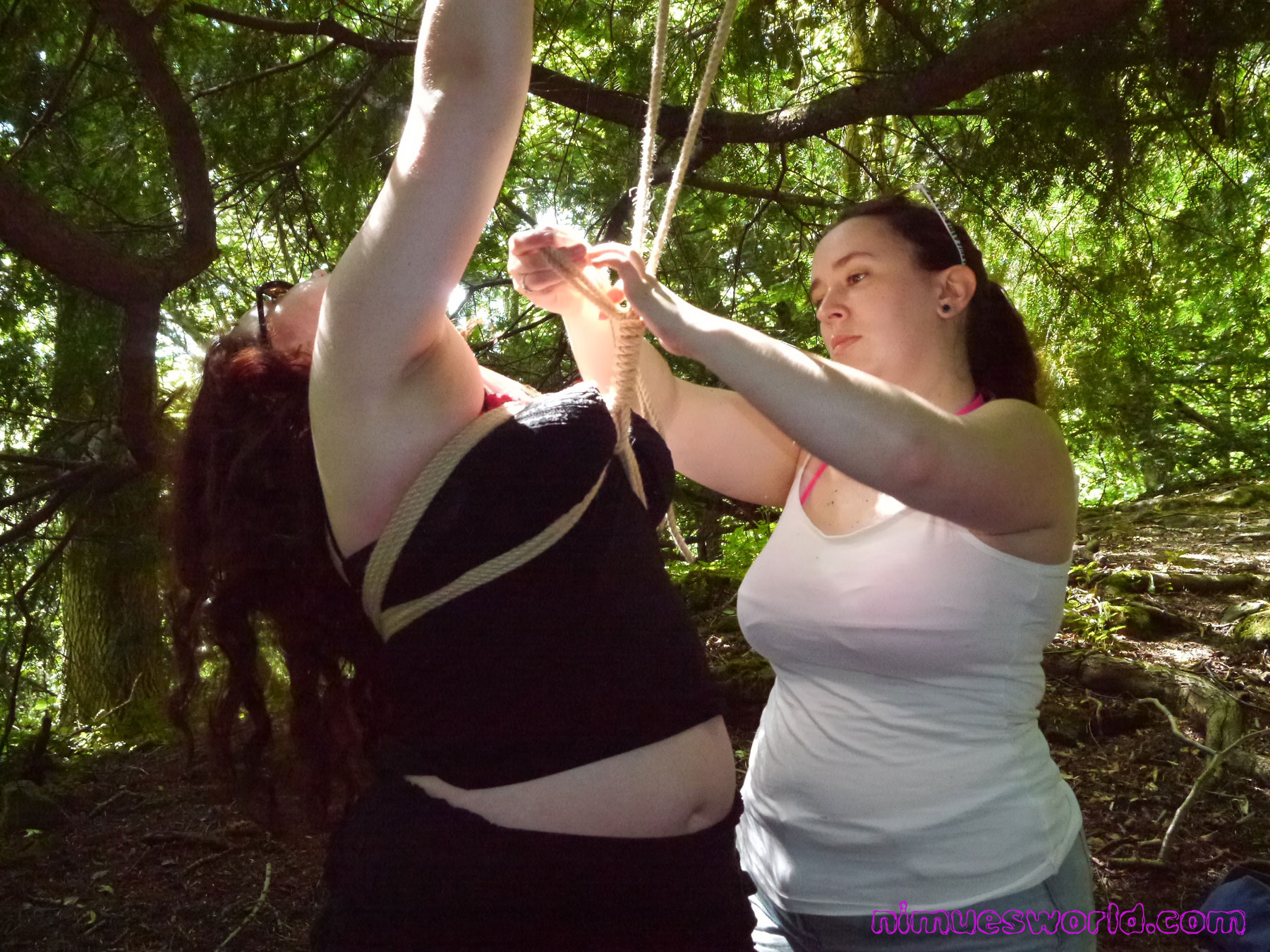 British lesbian bbw babes Rosie and Nimue outdoors making love and having sexy f #74638463