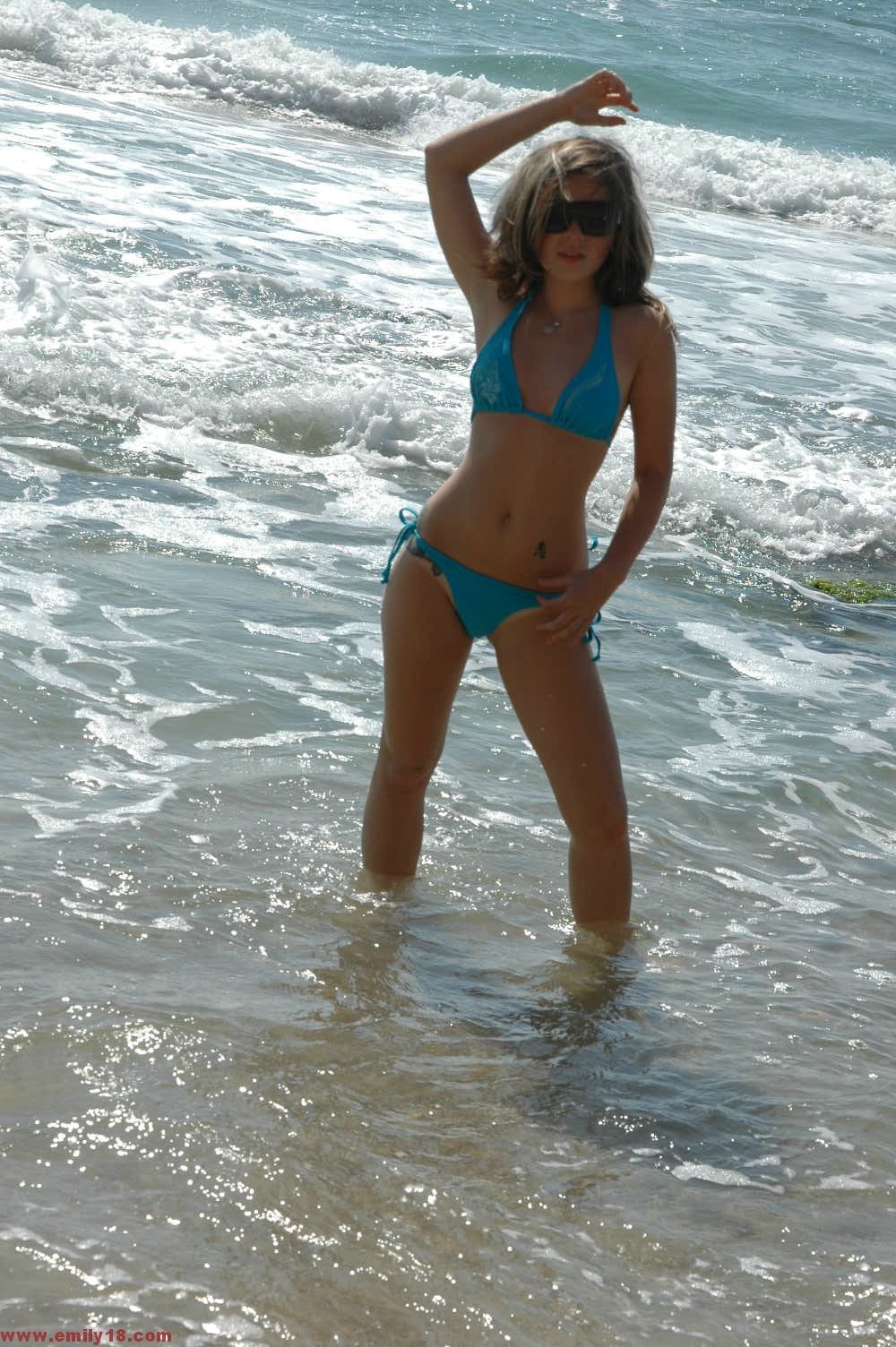 Bikini beach teen in sunglasses #72310770