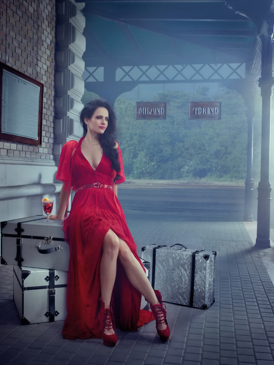 Eva Green busty and leggy wearing various red outfit for Campari Calendar 2015 p #75181667
