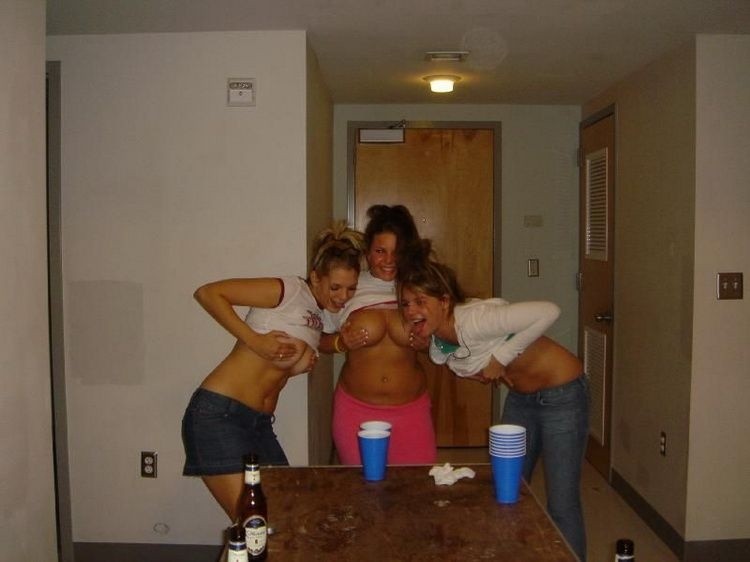 Drunk College Chick Going Crazy Flashing Naked #76399465