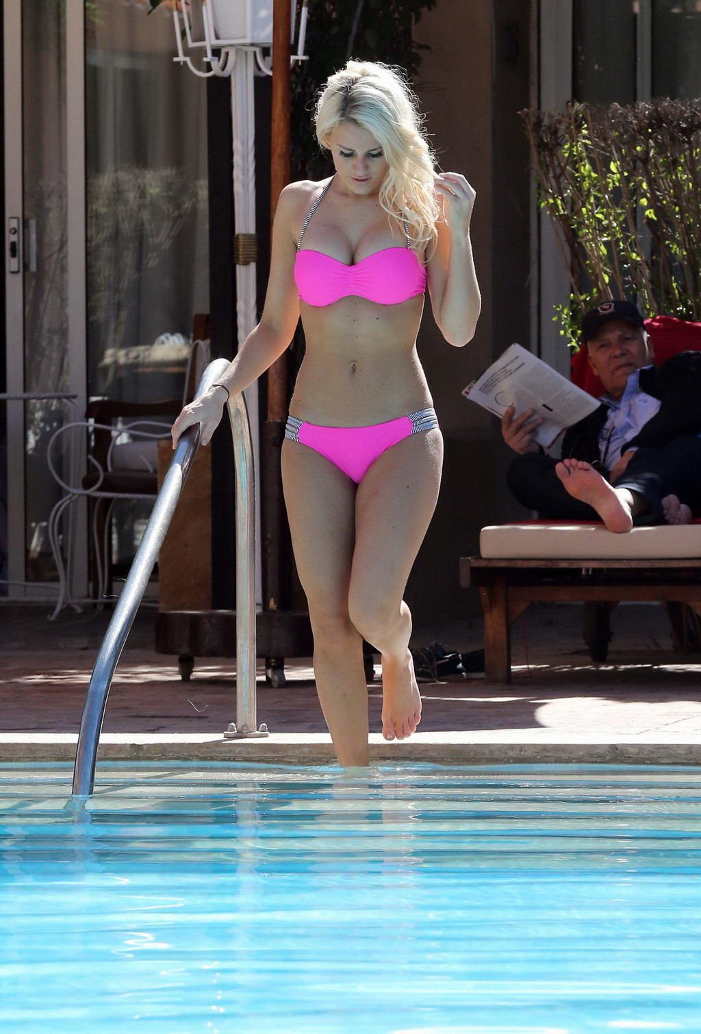 Danielle Armstrong showing off her curvy body in a tiny pink bikini #75198571