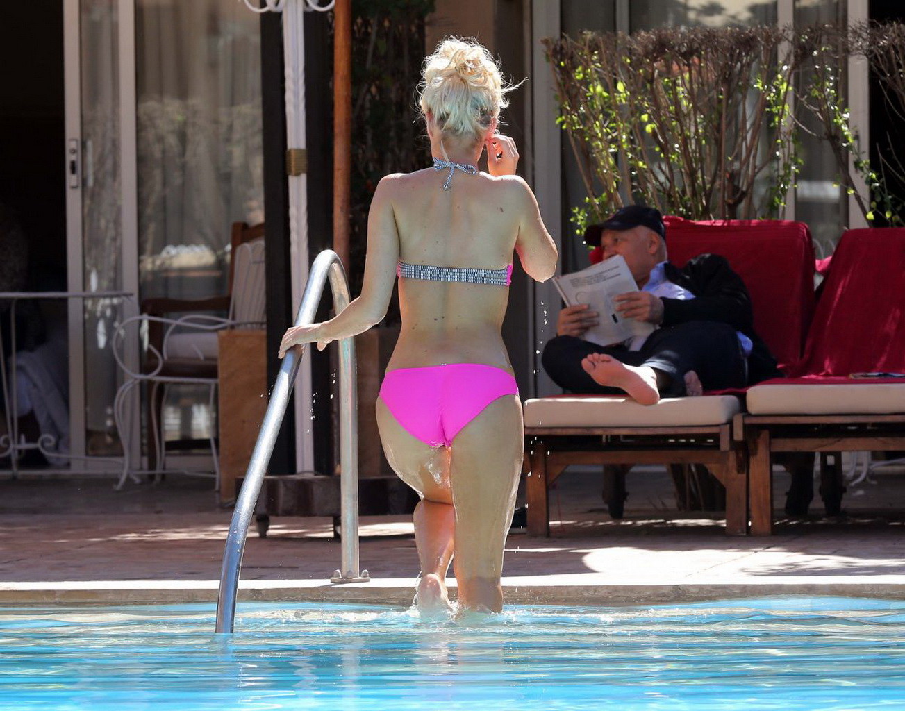 Danielle Armstrong showing off her curvy body in a tiny pink bikini #75198675