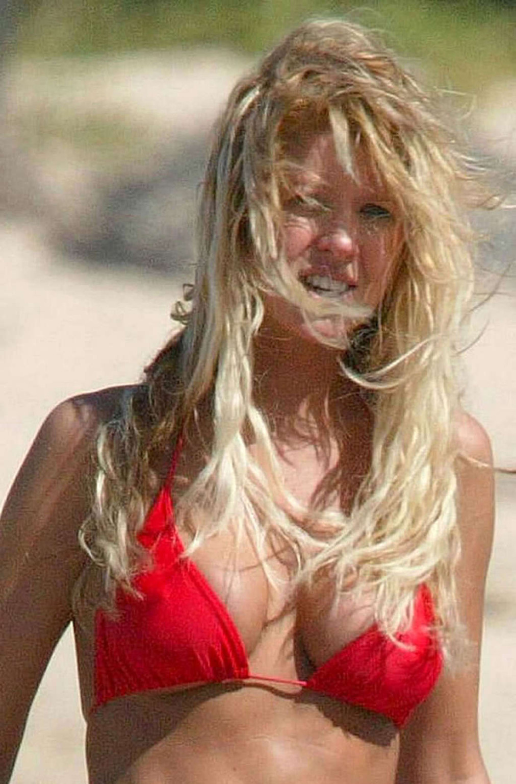 Tara Reid che espone il suo corpo sexy e tette enormi in bikini sulla spiaggia
 #75351301