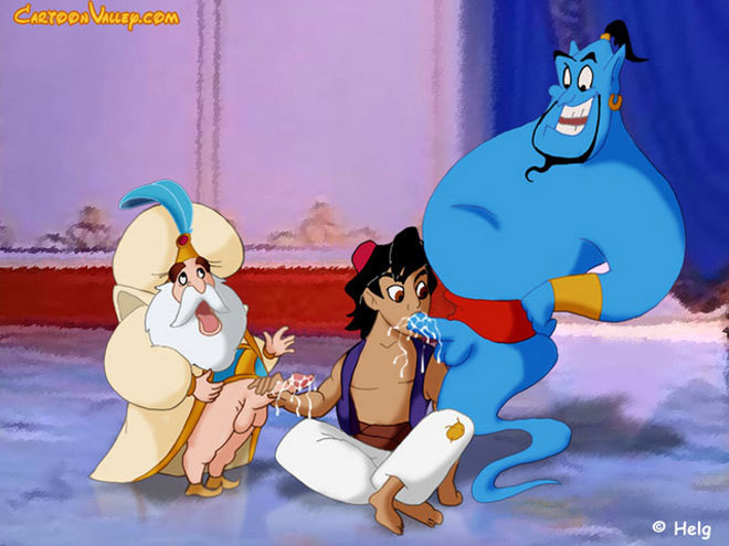 Smashing jasmine getting chased and filled by genie
 #69639424