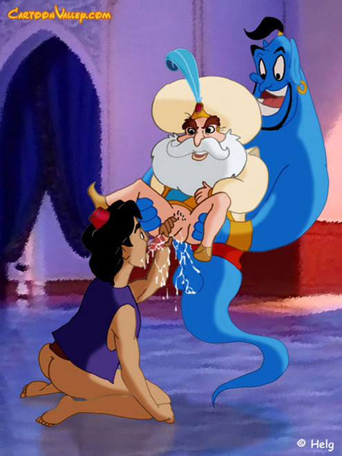 Smashing jasmine getting chased and filled by genie
 #69639451