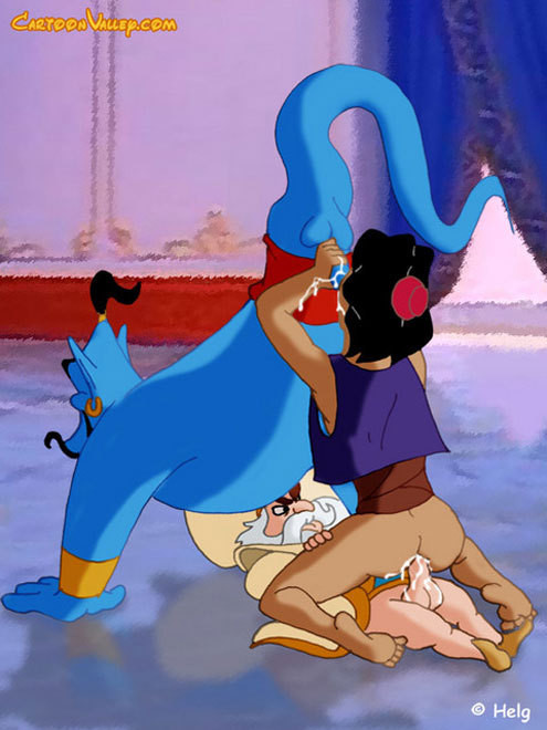 Smashing jasmine getting chased and filled by genie
 #69639457