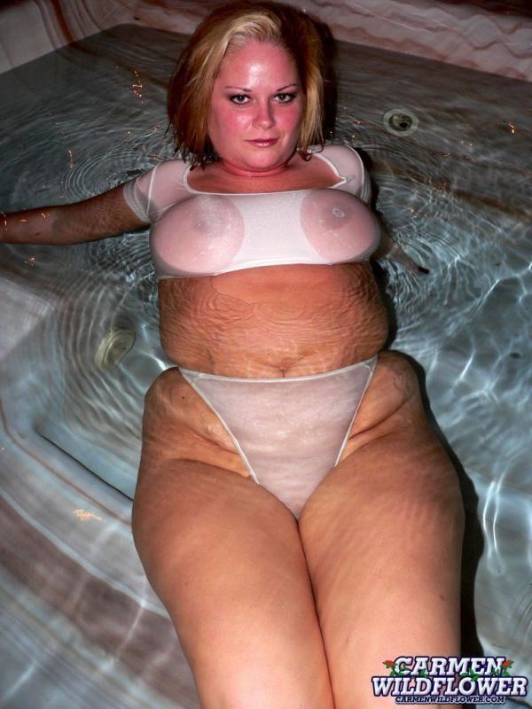 Chubby blonde naked in her hot tub #70449128