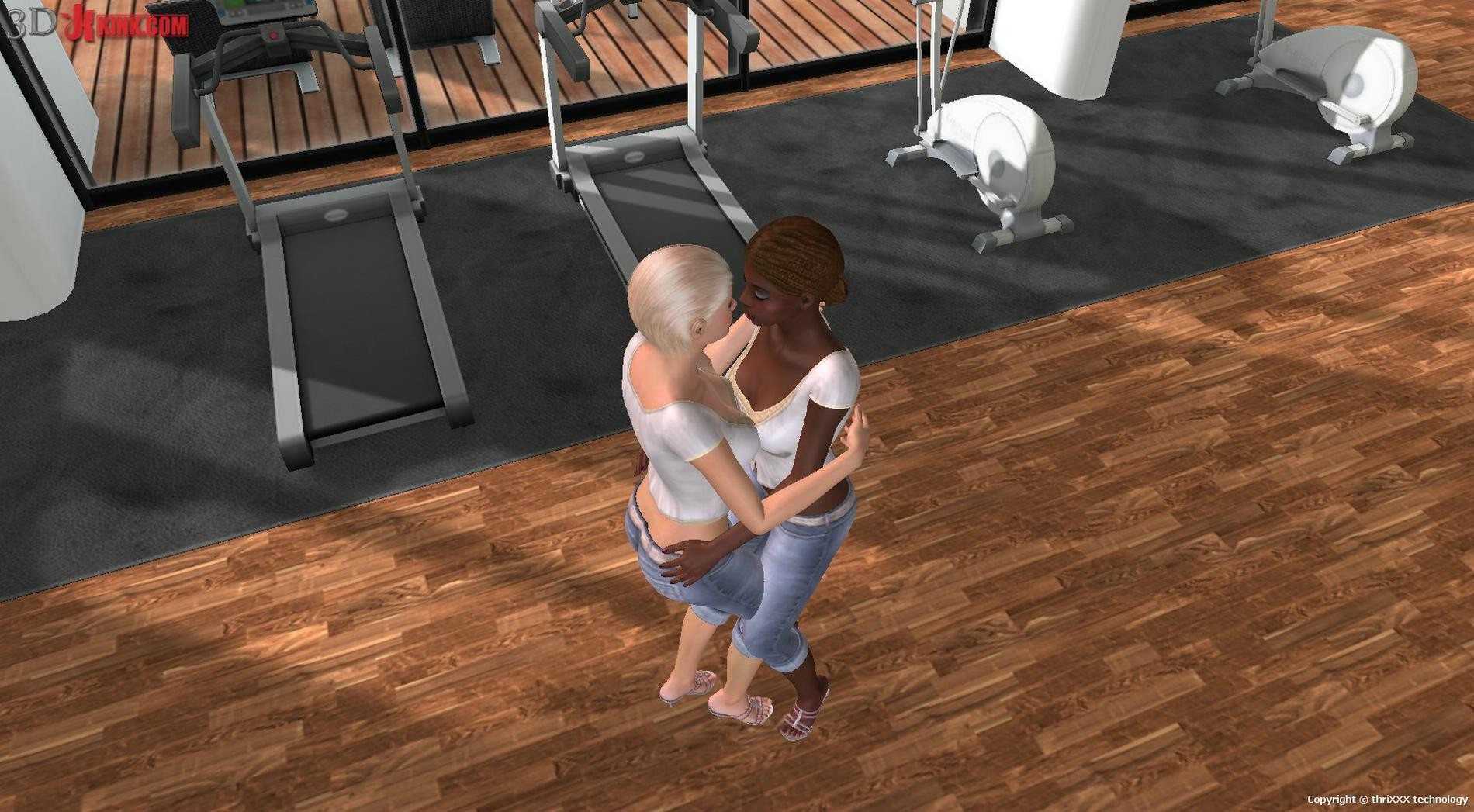 Interracial lesbische Sex-Aktion in interaktiven 3d Spiel erstellt
 #69357057