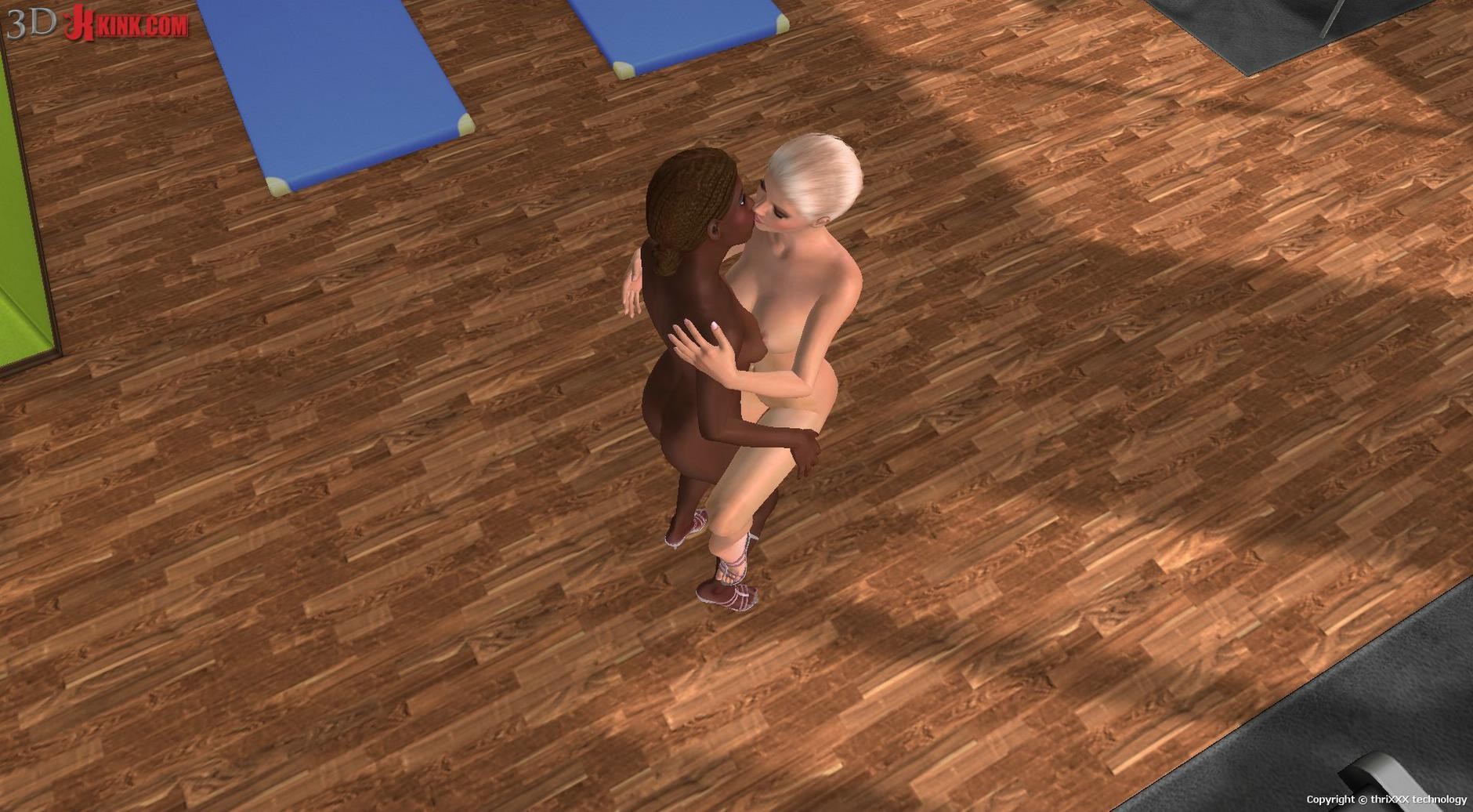 異人種間のレズビアンセックスアクションがインタラクティブな3Dゲームで作成されました。
 #69357088
