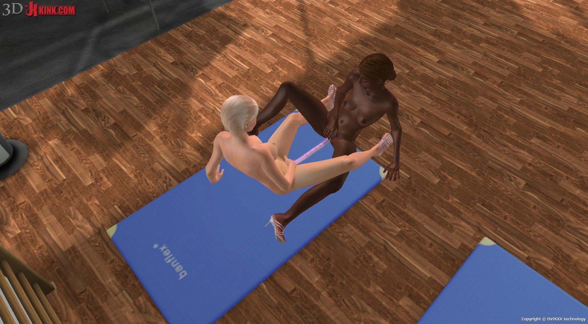 Interracial lesbische Sex-Aktion in interaktiven 3d Spiel erstellt
 #69357209