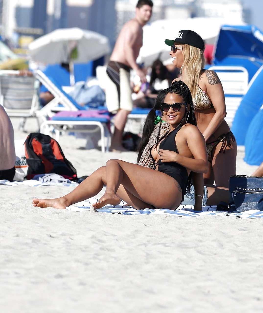 Christina Milian exposing nipples slip in bikini on beach #75229746